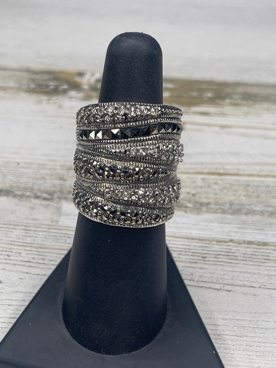 Jewelry - Sterling Silver Marcasite Crystal Multi Band Statement Ring